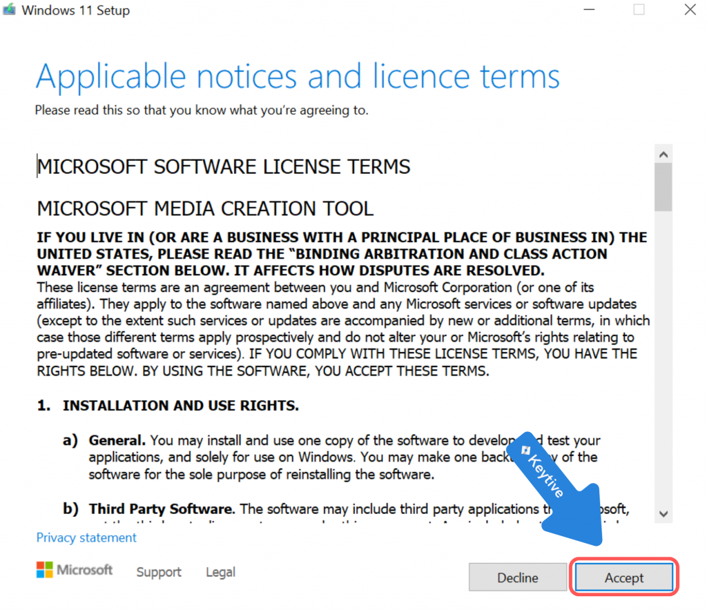 3 Accept the license conditions 1