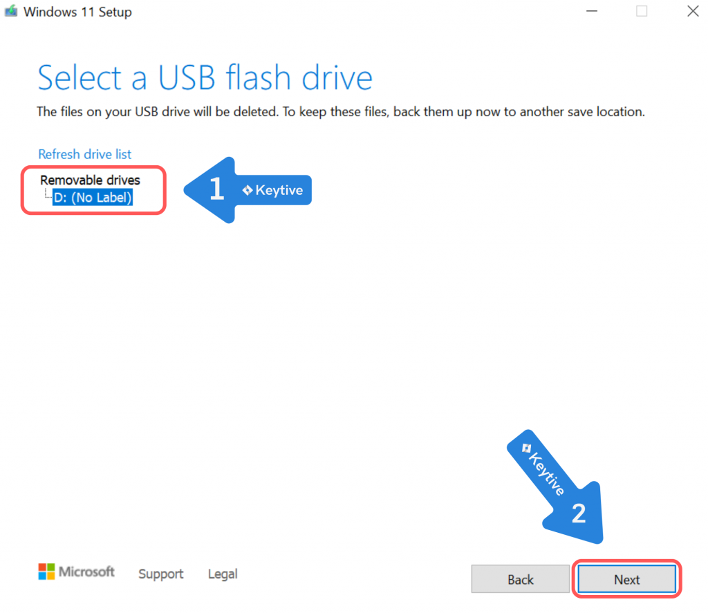 6 Select USB drive